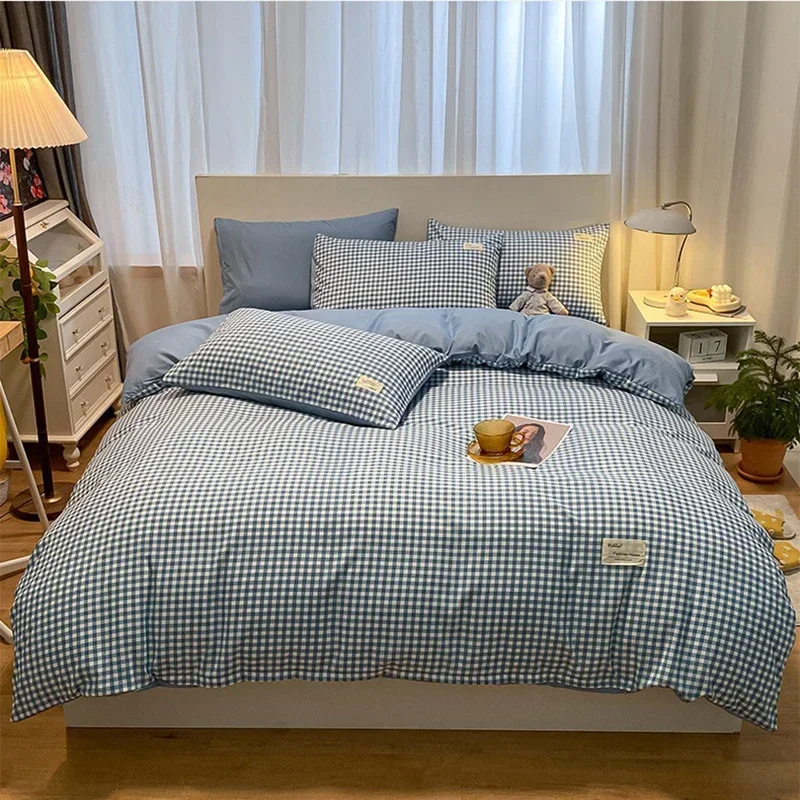 

Professional Checkered Retro Grid Comforter Bedding Sets Cotton Bedding Set Bedding Jacquard King Linen Bed Duvet Cover Size