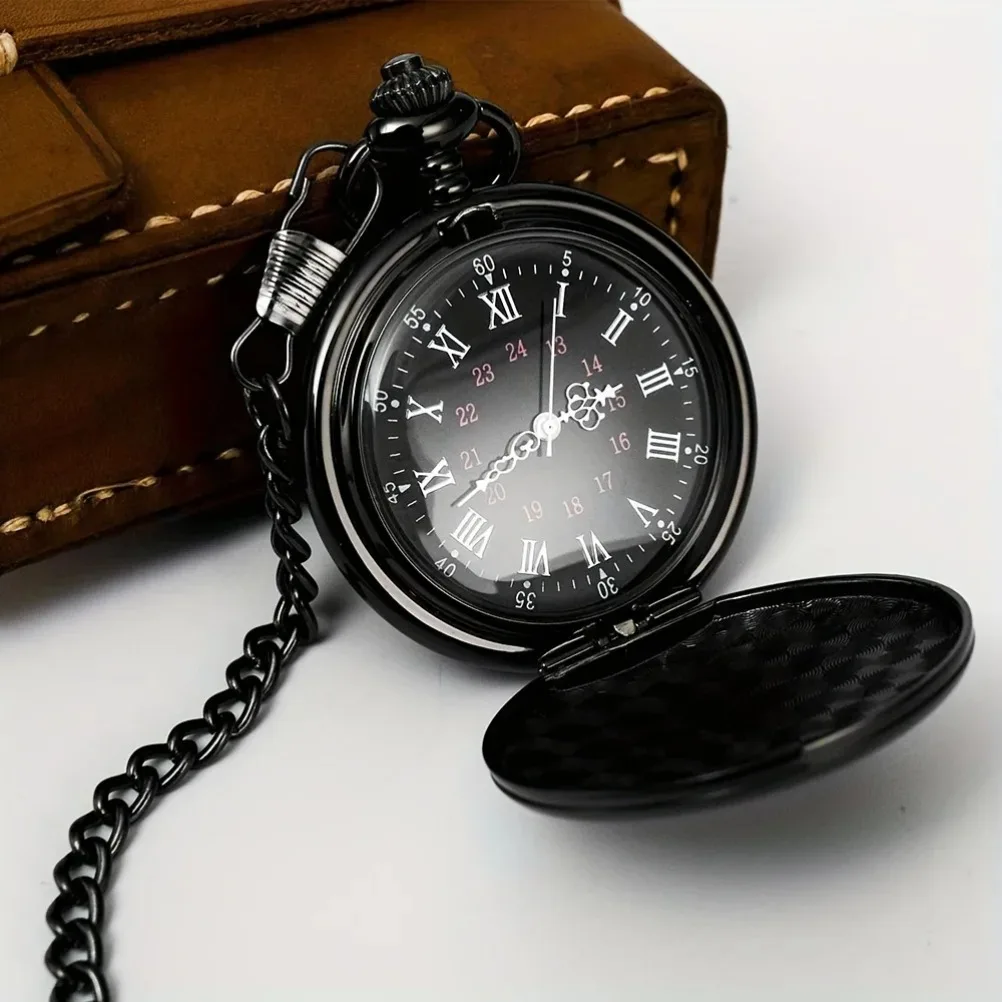 

Simple Vintage Pocket Watch Round Hanging Chain Watch Quartz Watch Solid Color Alloy Pendant Bag Accessories