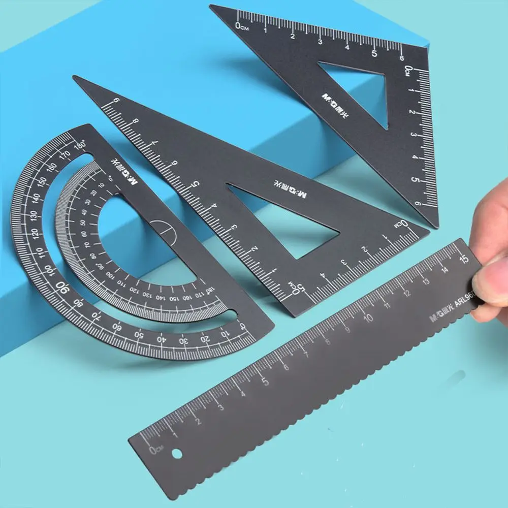 Hollow Multifunction School Maths Geometry Compass Metal Rulers Drafting Supplies Examination Stationery Aluminium Ruler Set