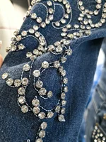 Plus Size Business Casual Blue Pocket Elegant Drilling Denim Jeans - Image 6