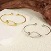 1pc Classic Stainless Steel Brief Metal Texture Bangle Terror Eyes Metallic Ball Opening Adjustable Bangles For Women Gift 5