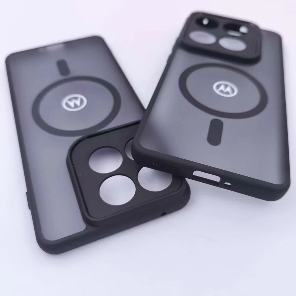 Matte Clear Magnetic Black Phone Case with Wireless Charging Capability
