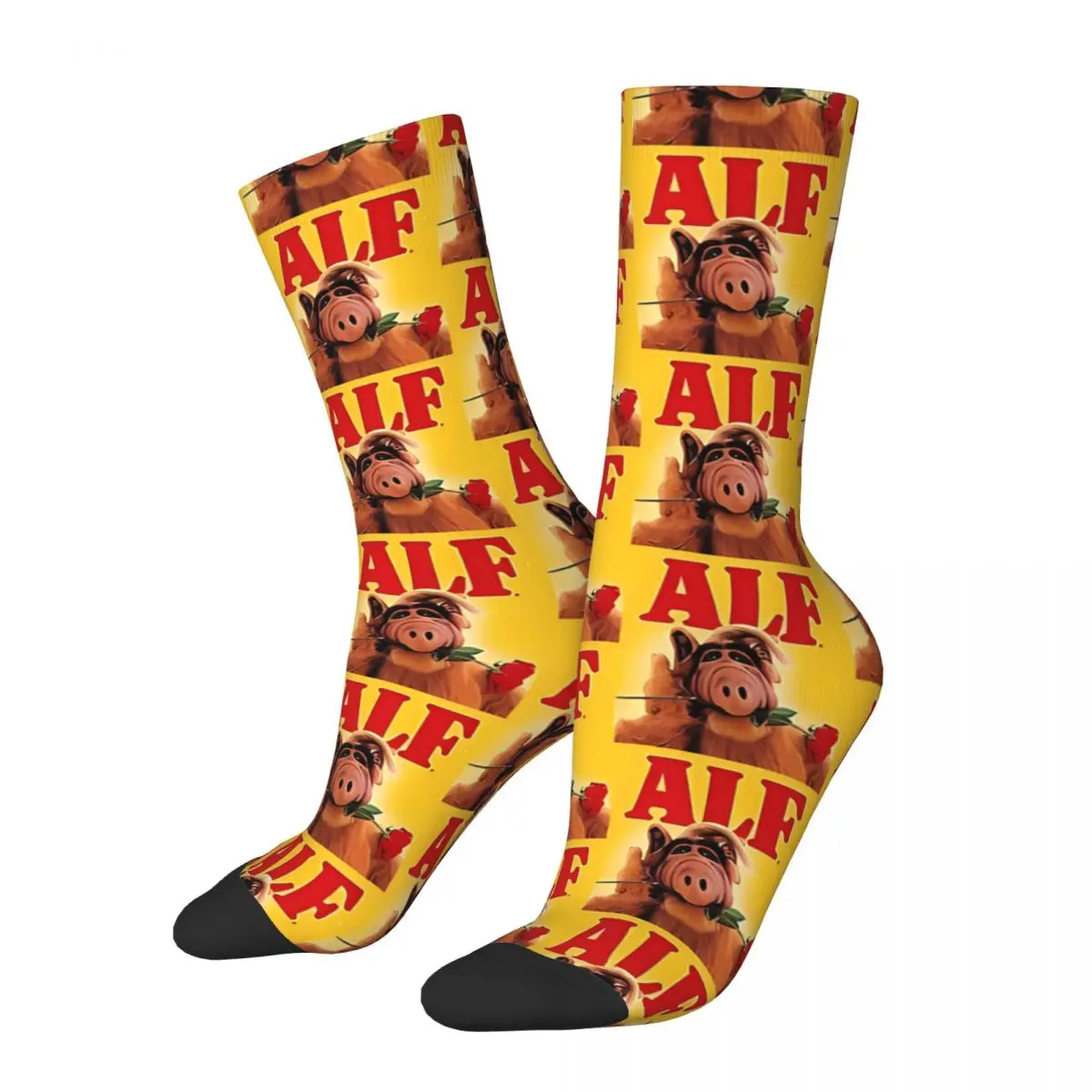 

Funny Men's Socks Never Forget Memories Retro ALF Ah Fu At Home TV Series Street Style Seamless Crew Sock Gift Pattern Printed