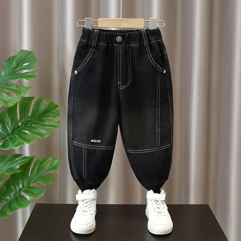 

Spring Autumn Boys Jeans Pants Elastic High Waist Kids Bunched Leg Jeans Children Denim Pants Boys Casual Trousers 2-10 Years