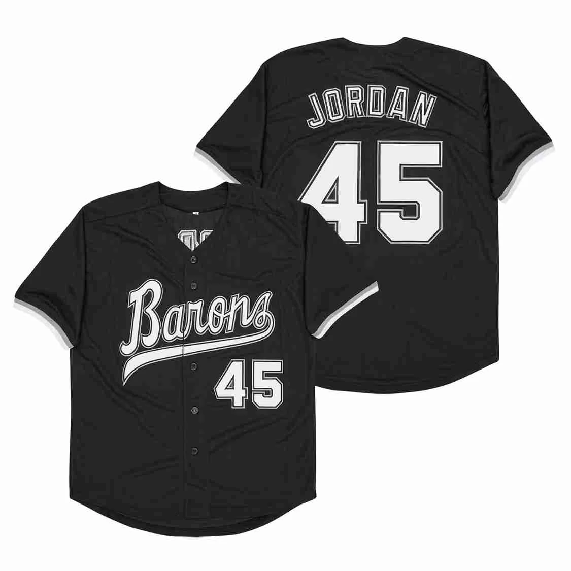 baseball jerseys BARONS 45 Sewing embroidery Outdoor sportswear Hip hop culture black White black stripe Big size