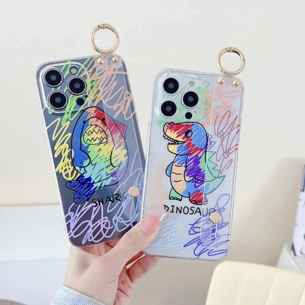 Doodle Animals Case Supporto Per Cinturino Da Polso Per Infinix Hote 30 I Play 5G 4G Note 30 I Vip Gt 10 Pro Pova4 Pro