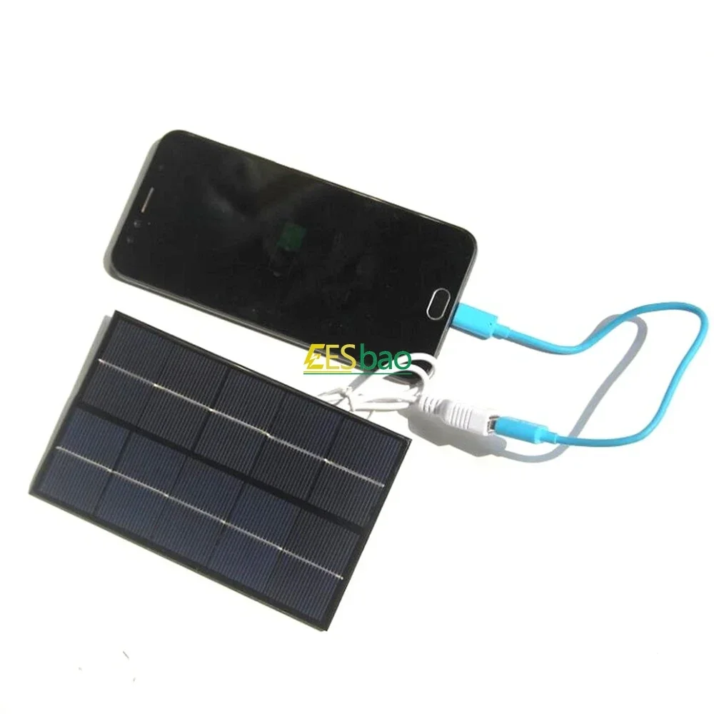 USB 5W 5V Portable Solar Panel Outdoor Solar Charger Pane Climbing Fast Charger Polysilicon Travel DIY Generator