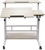 White Mobile Stand Up Desk Adjustable Laptop with Wheels 4 in 1 Rolling Table Home Office Table Standing 2
