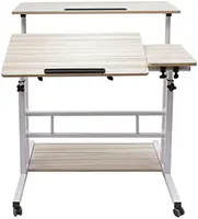 White Mobile Stand Up Desk Adjustable Laptop with Wheels 4 in 1 Rolling Table Home Office Table Standing 2