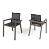 DINING CHAIR,Set of 2,Teak Frame+ Beige Textile  Their combination of sturdy construction, sleek beige mesh 2
