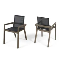 DINING CHAIR,Set of 2,Teak Frame+ Beige Textile  Their combination of sturdy construction, sleek beige mesh 2