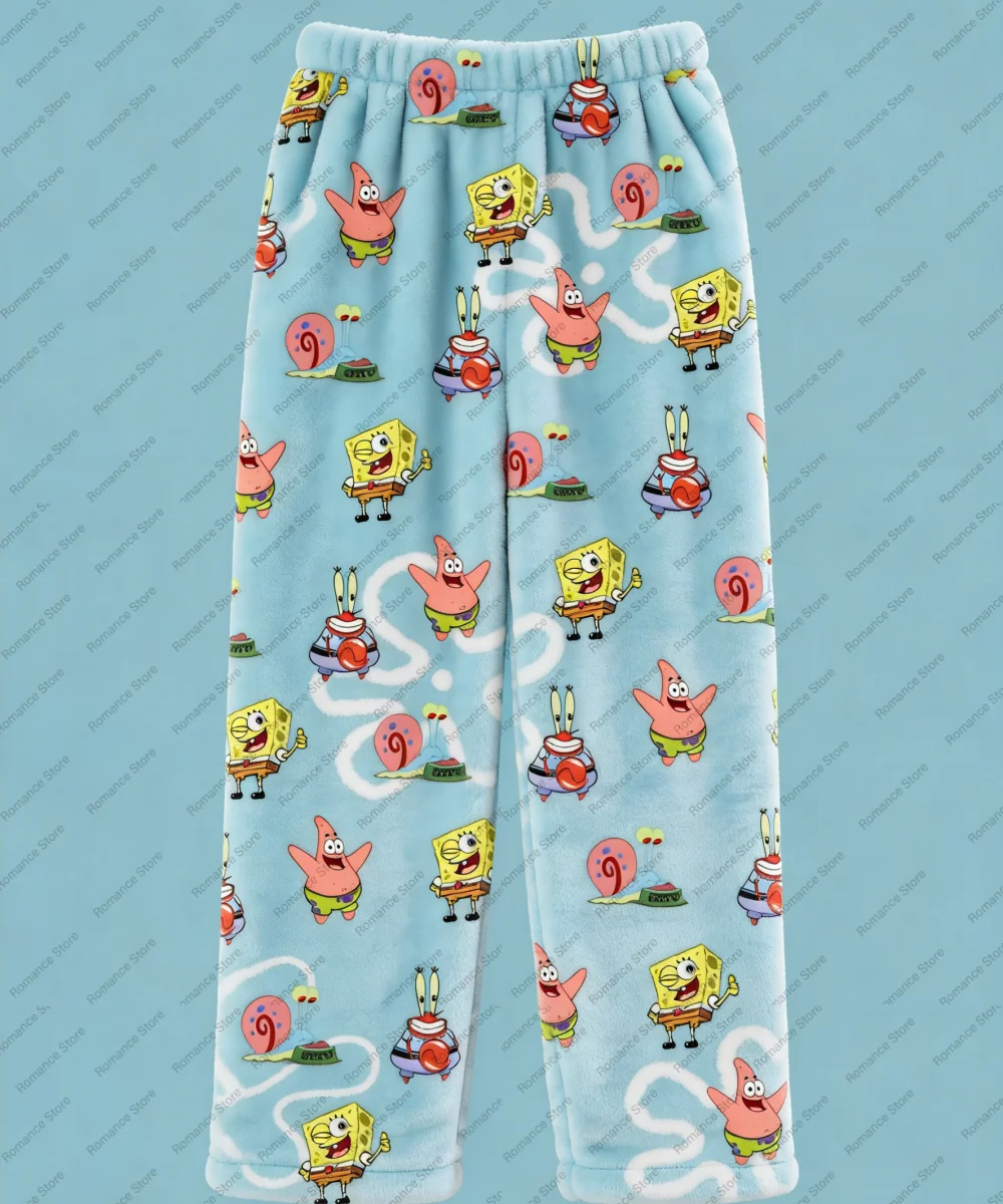 Bob l'éponge SquarePants Couple automne hiver flanelle pyjamas pantalon décontracté maison pantalon femmes pyjama pantalon à la mode