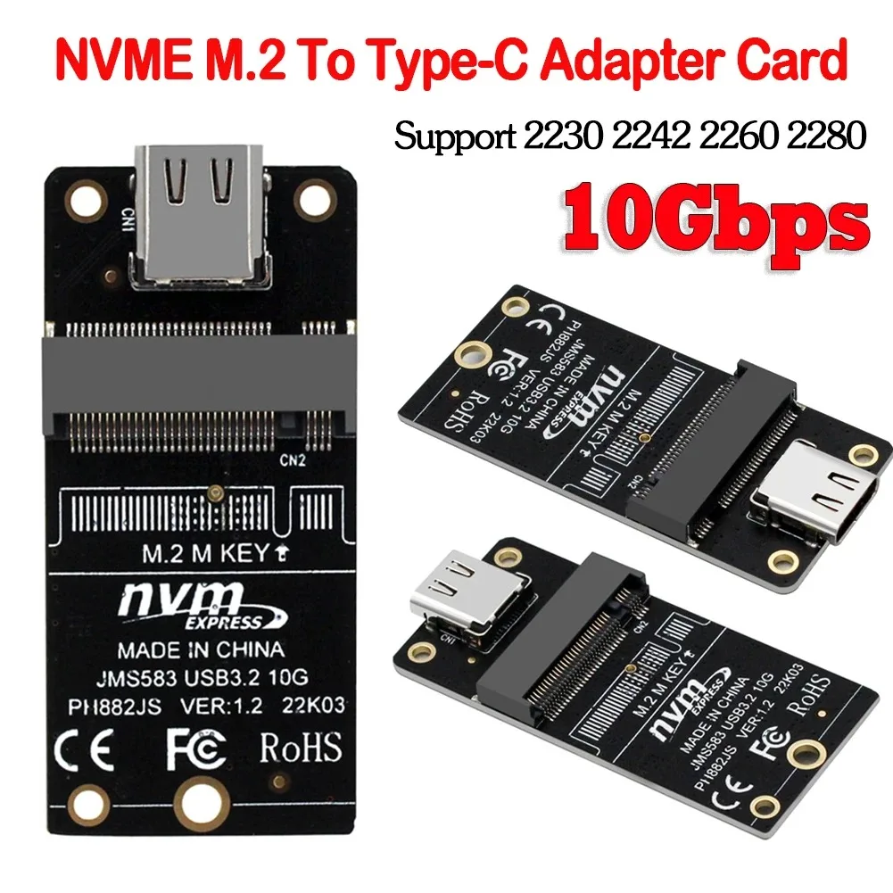 NVME to USB 3.1 Type-C Adapter M2 NVME SSD Adapter JMS583 10Gbps .2 to USB  3.1 Support m2 nvme SSD 2230/42/60/80 Dropship 