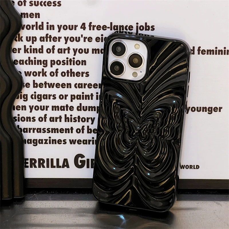 Plating 3D Butterfly Bumpy Texture Case for iPhone