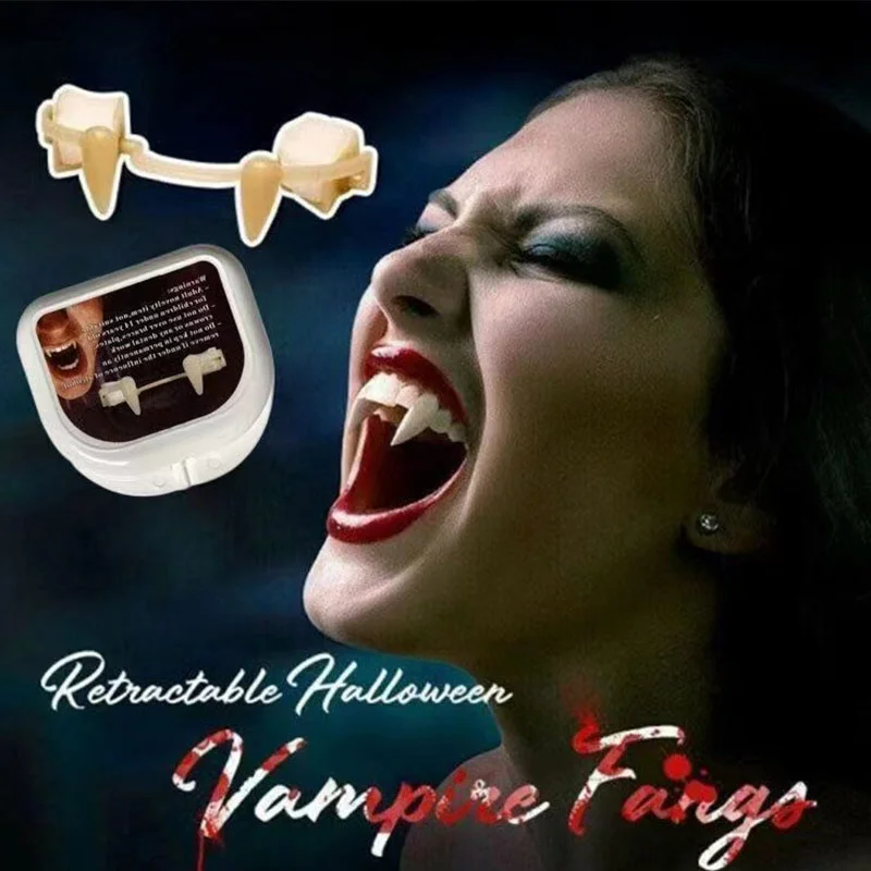 Retractable Vampire Teeth Halloween Vampire Fangs Dentures Zombie Teeth
