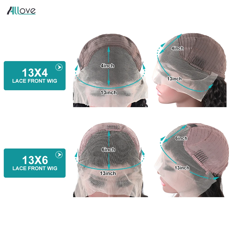 Allove Deep Wave Lace Frontal Wig 13x4 13x6 Transparent Lace Front Wig PrePlucked Brazilian Deep Curly Human Hair Wigs For Women