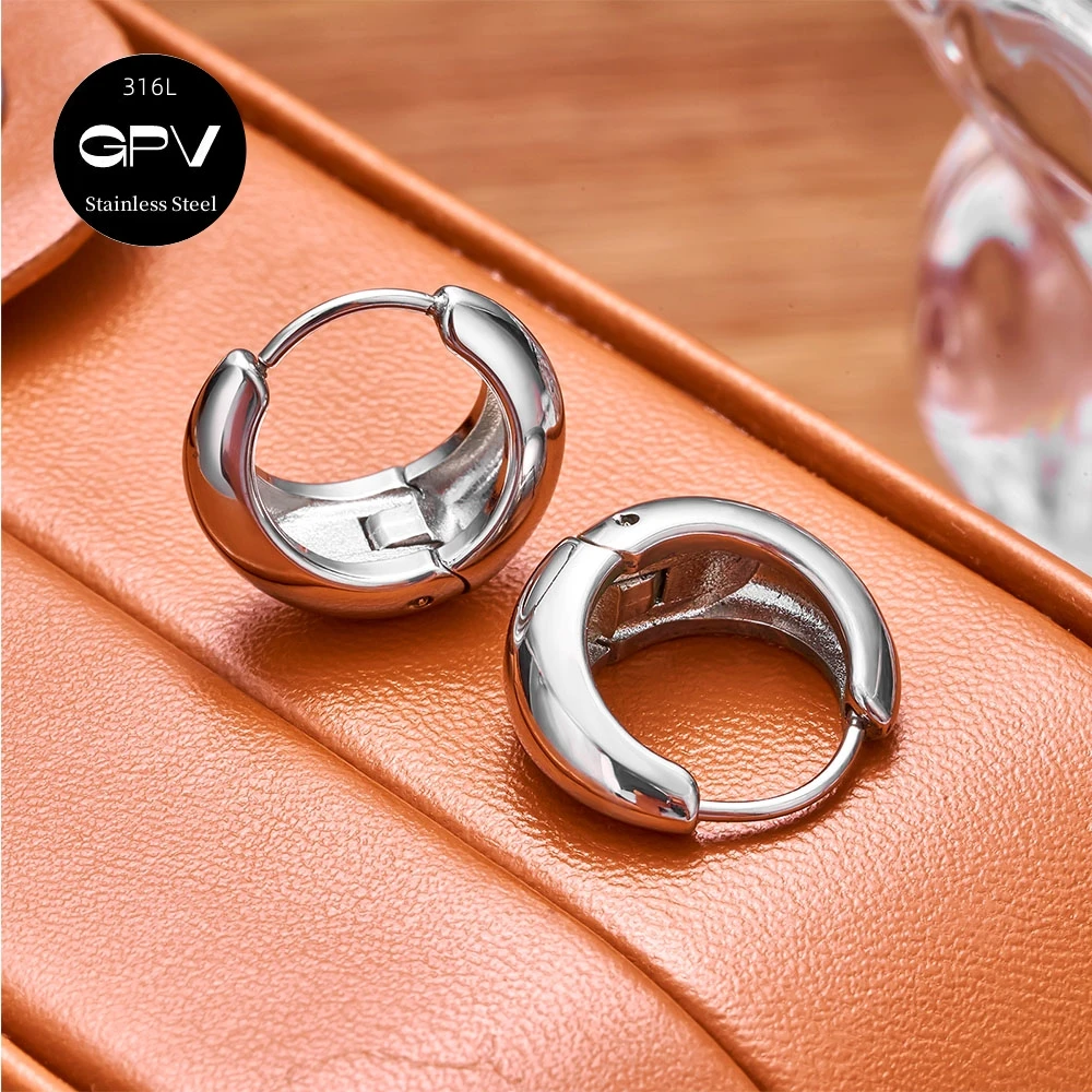 2PCS 316L Medical Stainless Steel Earrings With A Niche Design Women's Perforated Jewelry Light Luxury Ear Rings