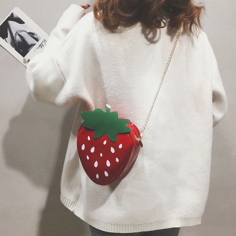 Shoulder Bag Women Strawberry Shape Designer Pu Leather Chain Crossbody for Girls crossbody bag women handbags pu crossbody bag