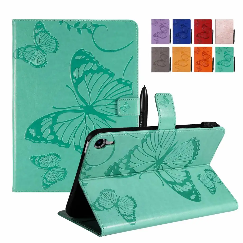 

Flip Tablet Case For iPad Pro 12.9 2022 A2764 A2437 A2766 2018 2021 2020 Shockproof Stand Cover Luxury Painted Leather Butterfly
