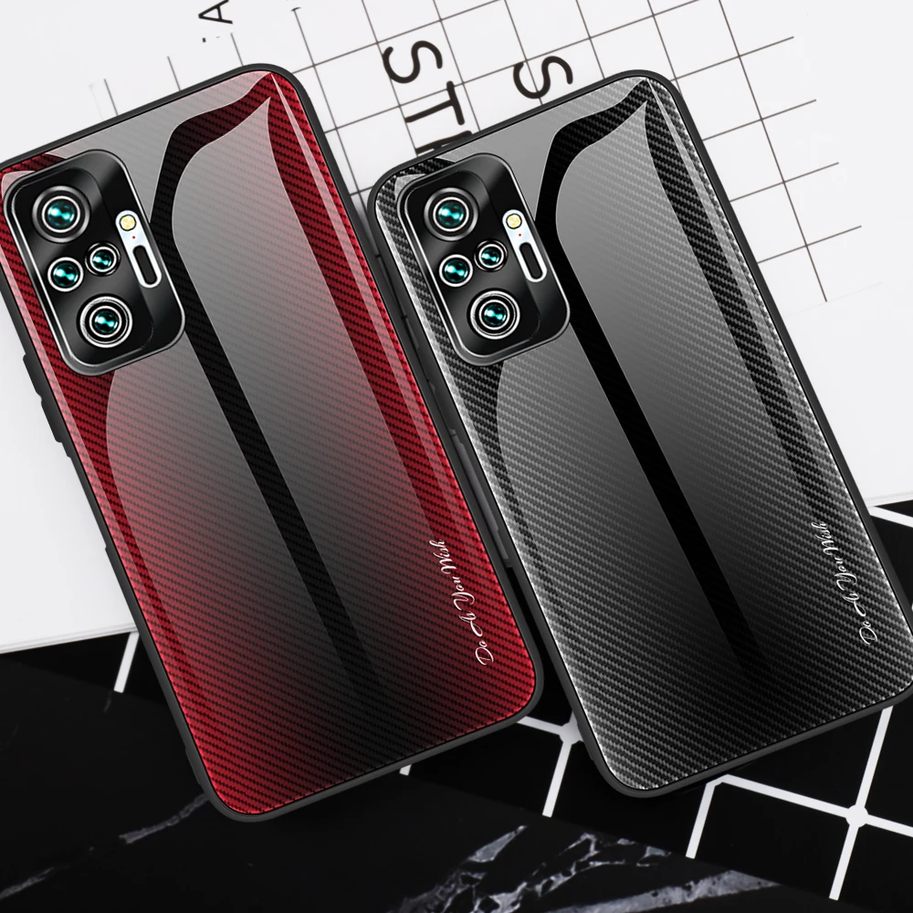 Gradient Stripe Case For Redmi Note11S 10Pro 10S 10C 9T Tempered Glass Phone Case For POCO X4PRO X3NFC X3GT M4PRO M3PRO