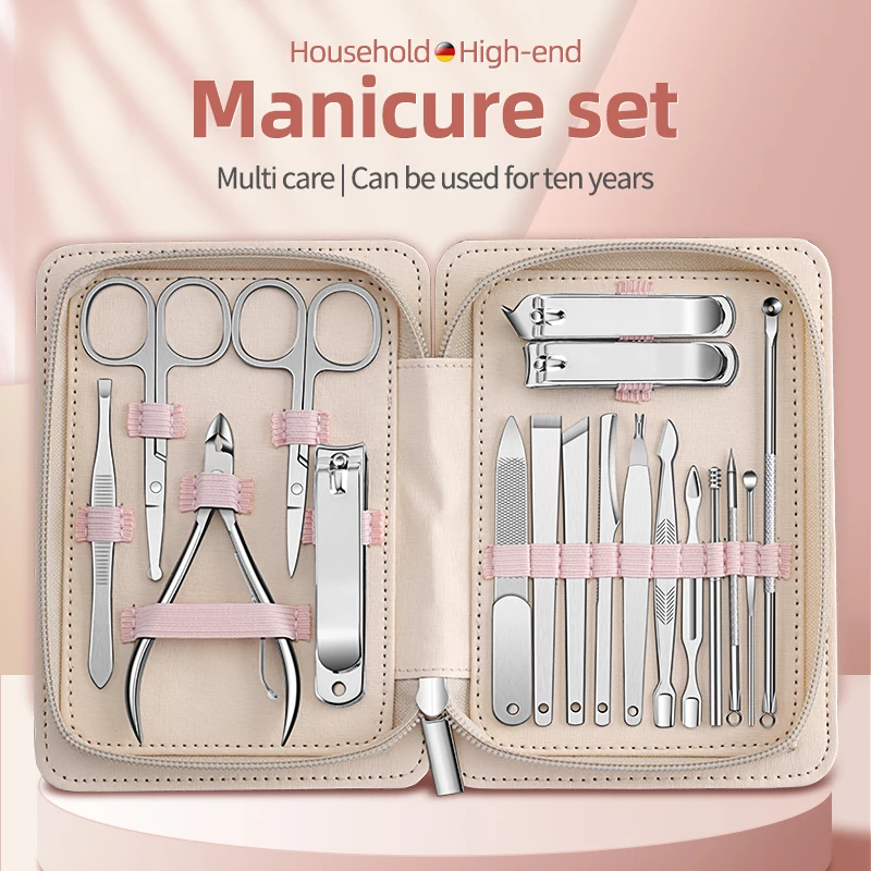 Manicure Set Pedicure Nail Clippers Set 18pcs Professional Grooming Tools Including Facial Fingernails and Toenails Nail Care