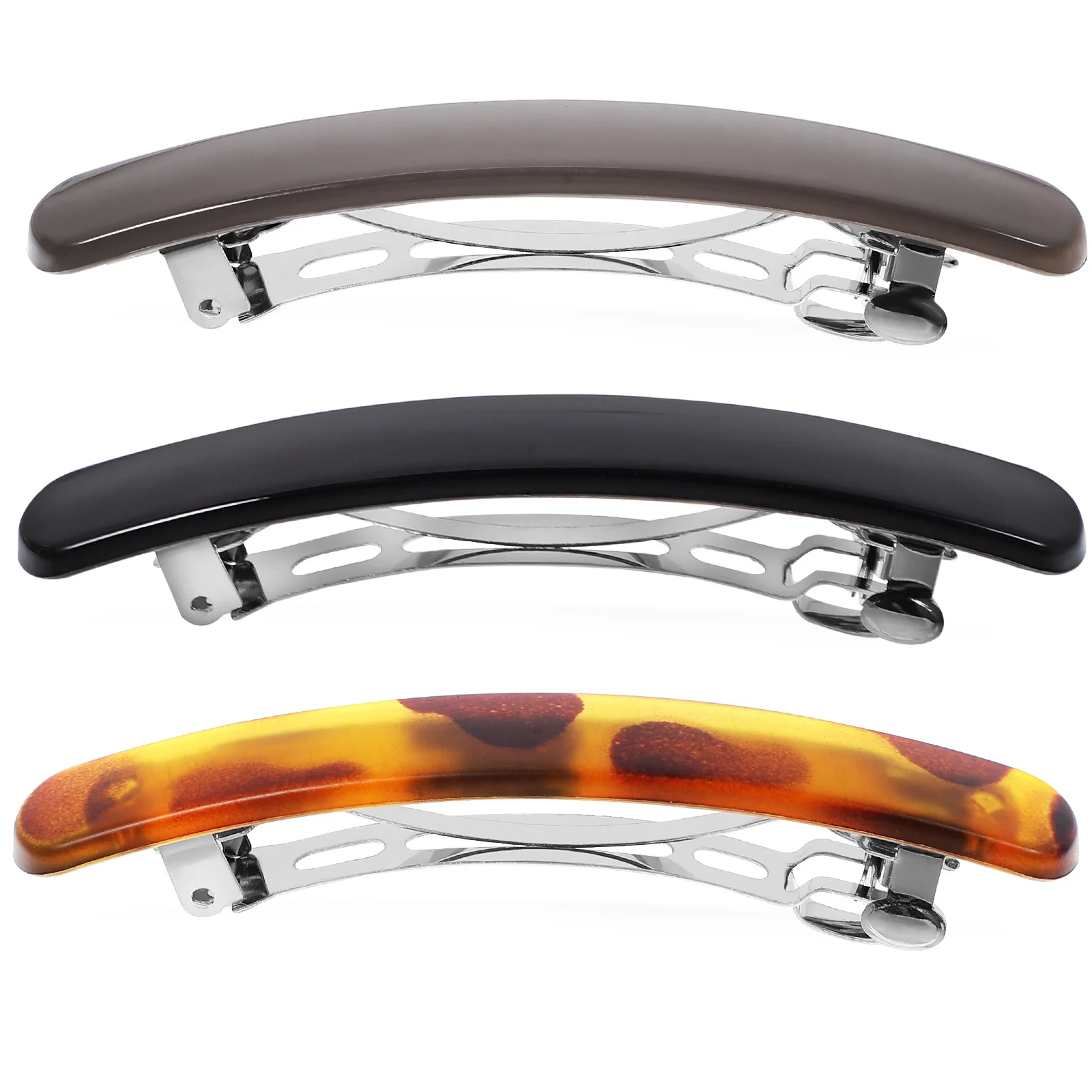 3 Pcs Hairpin Clips Snap Barrettes Spring Metal Women Accessories Stainless Steel Styling Women's Cute 3