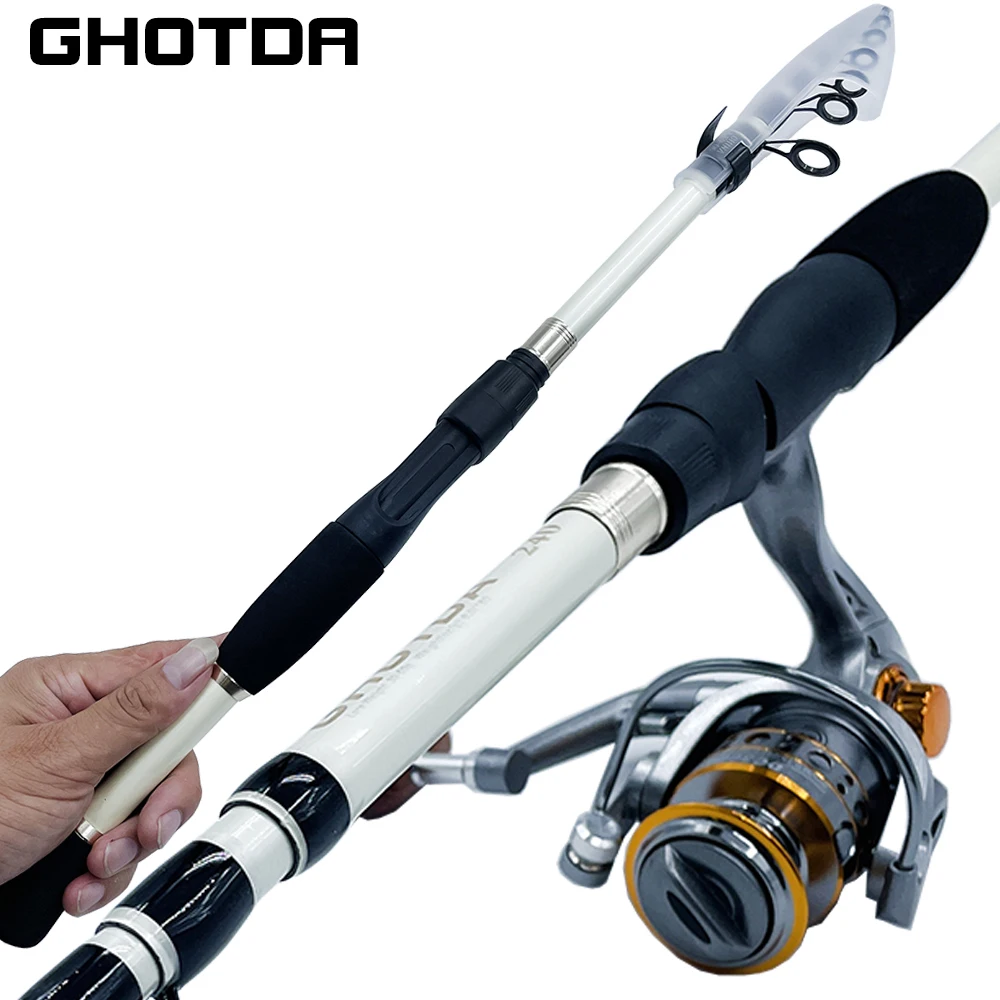 Fishing Rod Set with Reel Bait Wt:10-30g Power Spinning Fishing Rod Travel Gift Rod 1.6m-2.4m Ultralight Carbon Telescopic Lure