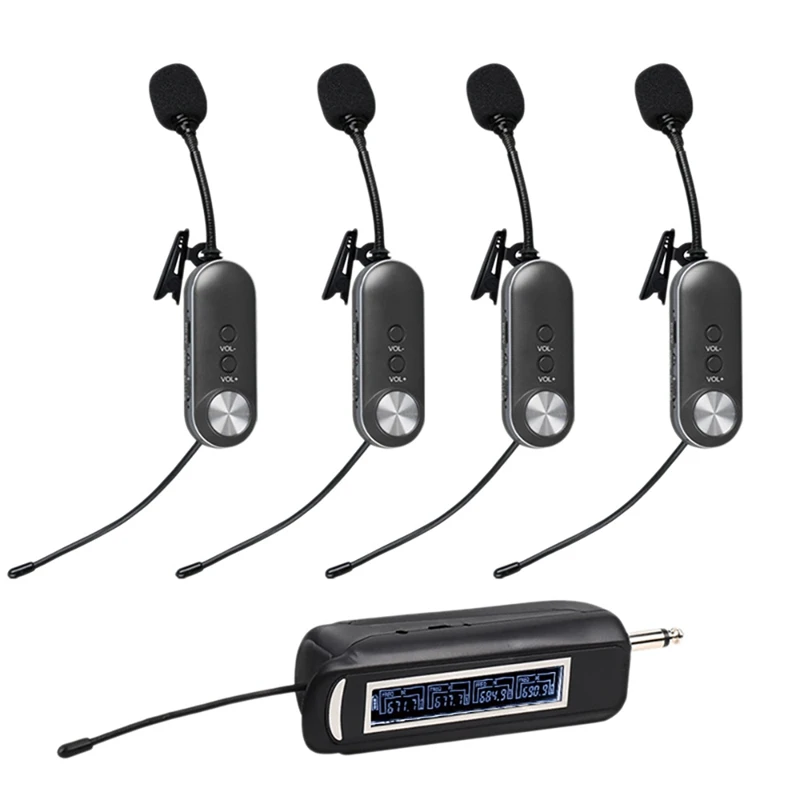 

Wireless Lavalier Microphone System 4 Channel Wireless Lavalier Microphone For Iphone DSLR Camera Youtube Podcast Vlog A