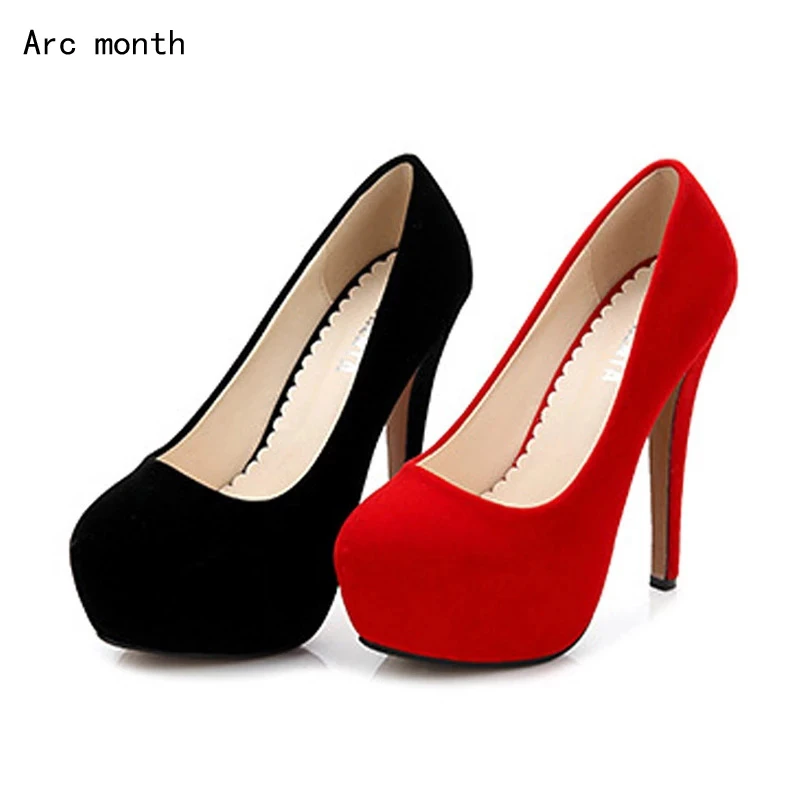 de plataforma para mujer, tacones extremos 14cm, 4cm, Aterciopelados, sexys, para fiesta, talla 46, punta redonda|Zapatos tacón de mujer| - AliExpress