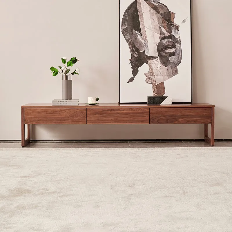 

Северная Америка, деревянный ТВ-шкаф из черного ореха, цельный деревянный Аудиовизуальный шкаф для гостиной, напольный шкаф