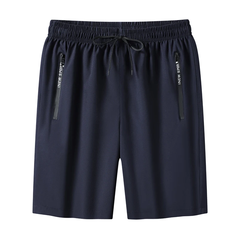 Outdoor Shorts Men Zippered Pocket Shorts Men's Knee-length Ice Silk Beach Shorts with Zipper Pockets Drawstring for Holiday 2