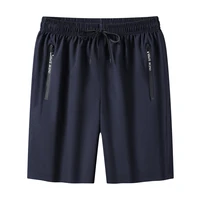 Outdoor Shorts Men Zippered Pocket Shorts Men's Knee-length Ice Silk Beach Shorts with Zipper Pockets Drawstring for Holiday 2
