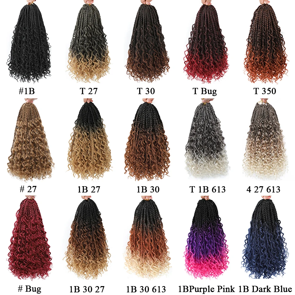 Crochet Hair Extensions 14 Inch Bob Box Braids Crochet Hair 1B for Kids Bohemian Crochet Synthetic Boho Box Braids