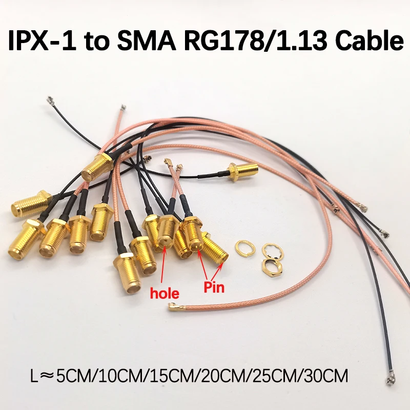 1 Stück IPX1 SMA auf IPX-1 Pigtail Jumper RP SMA Stecker auf U.FL IPX RG178 1.13 Kabelbuchsenverbinder PCB Antennenbuchse