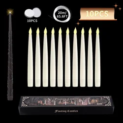 Enchanting LED Floating Candles - Set of 12 Flameless Flickering Warm Light for Atmospheric Halloween Decor (10 pack)