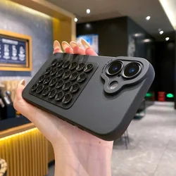 Chic Silicone Suction Cup Phone Case with Selfie Holder - iPhone 15 (Black)