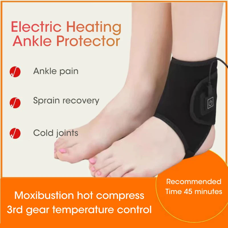 

Electric Heated Ankle Support USB 3 Gear Temperature Adjustable Ankle Brace Wrap Warmer Protector for Ankle Injuries Pain Relief