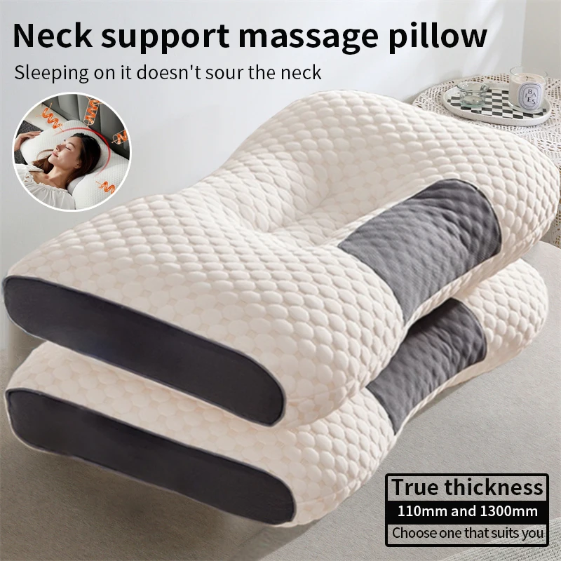 Neck Pillow Neck Pillow Help Sleep Protect Neck Cervical Orthopedic Soybean Fiber Massage Household SPA Pillow For Sleeping
