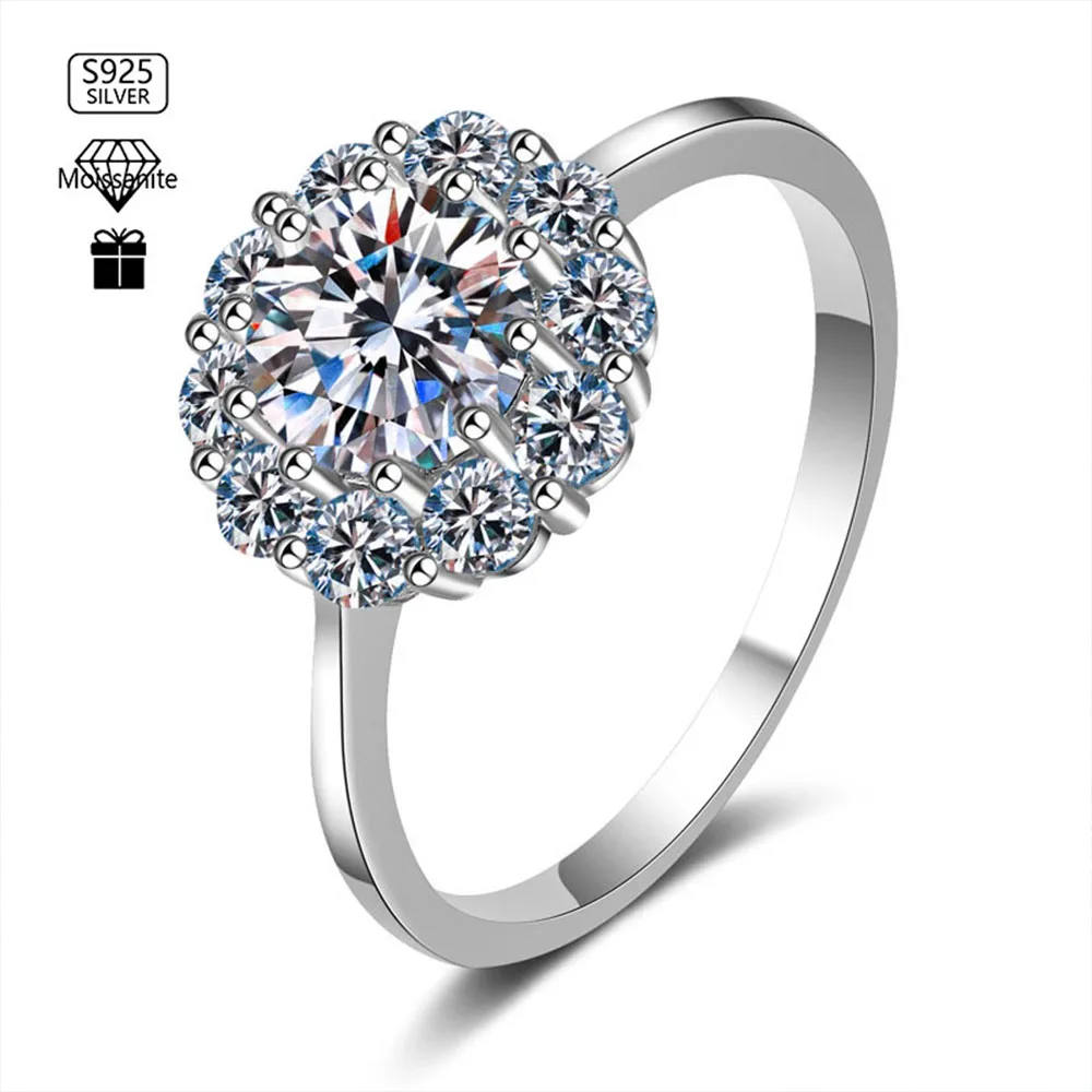 

S925 Moissanite Ring For Women Sterling Silver 925 Ring 1 Carat Mosan Stone Diamond Ring Diamond Ring luxury Designer Jewelry