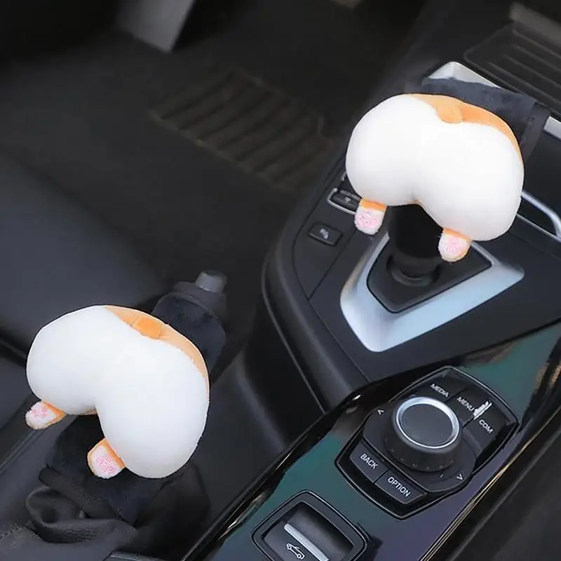 

Car E Brake Cover Cartoon Cute Handbrake decoration Sleeve Protective case dustproof Corgi Butt Handbrake accessories for car