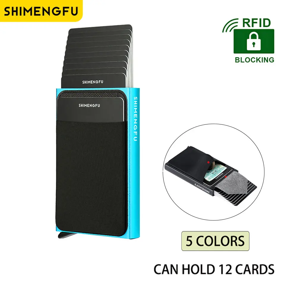 Thin Pop-out RFID Metal Card Holder Slim Aluminum Wallet Elasticity Back Pouch ID Credit Card Holder Travel Cardholder Purse leather wallet wallet card holder card holder credit card holder credit card wallet card wallet id card holder id card case wallet card bag document card wallet
