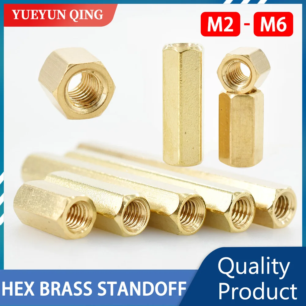 thumbnail image 1 of Brass Motherboard Standoffs Hex Board Rack Stud Spacing Screw Hexagon Copper Female PCB Pillars Bolt M2 M2.5 M3 M4 M5 M6 Spacer, 1 of 4