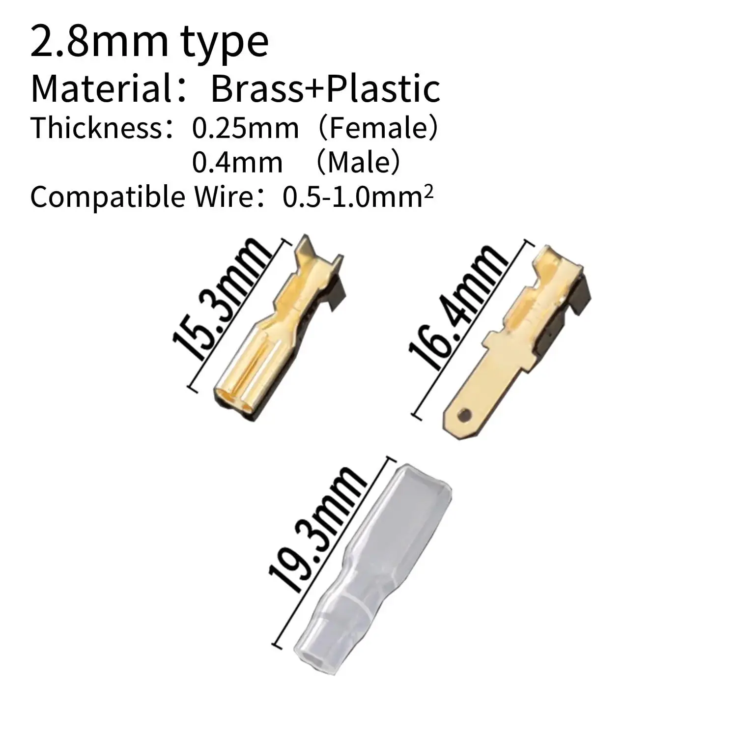 Wire Connectors 270pcs 2.8/4.8/6.3mm Insulated Male Female Wire Connector Brass Crimp Terminal Assorted Kit