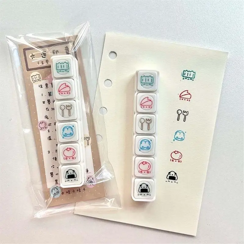 Six Pattern Journal Stamp for Creative Scrapbooking and Personalizing Planners Decorative Cartoon Stamps for Crafting