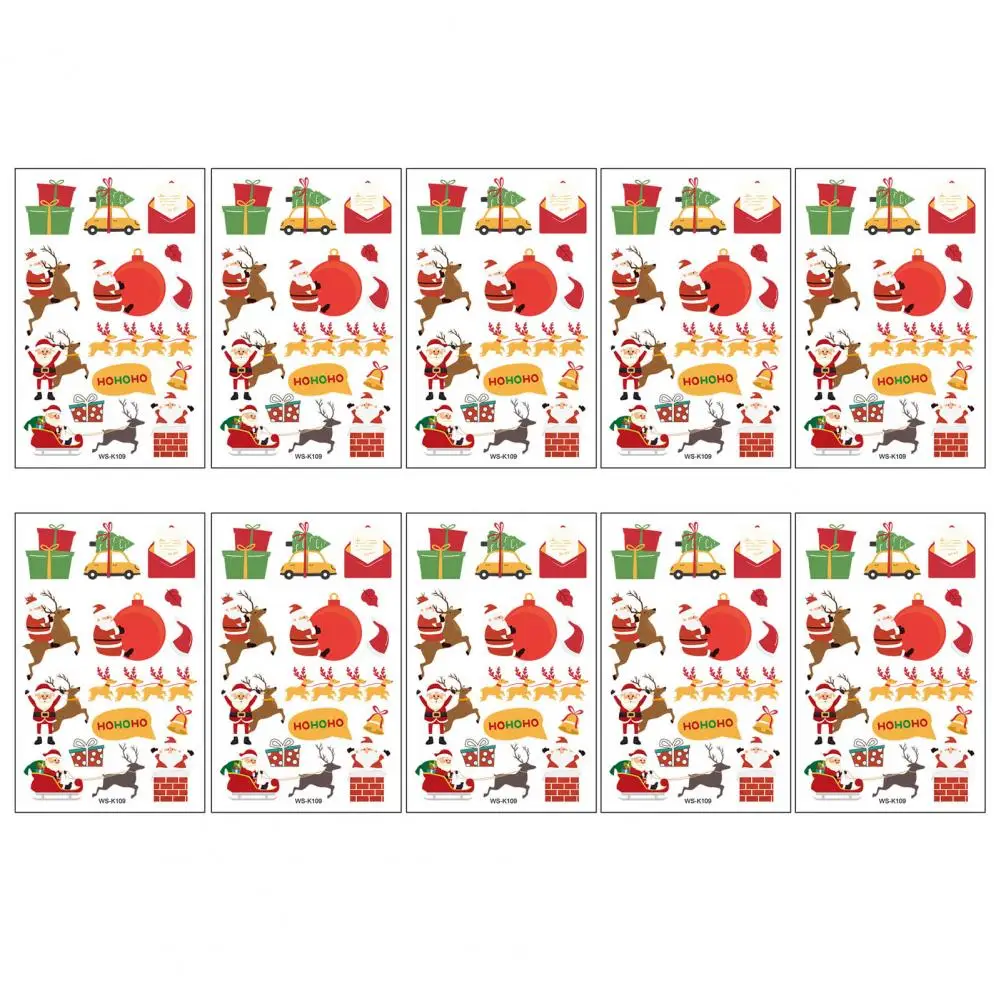 

Прозрачные рисунки татуировок, рождественские фотообои, праздничные водонепроницаемые наклейки для детской вечеринки, 10 листов