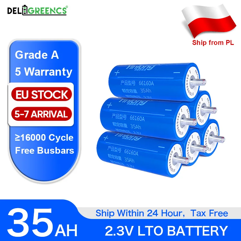 

Battery LTO Poland Yinlong 66160 2.3V LTO 35Ah Lithium Titanate battery cell DIY LTO for E-bike Automobiles Buses Railroad Cars