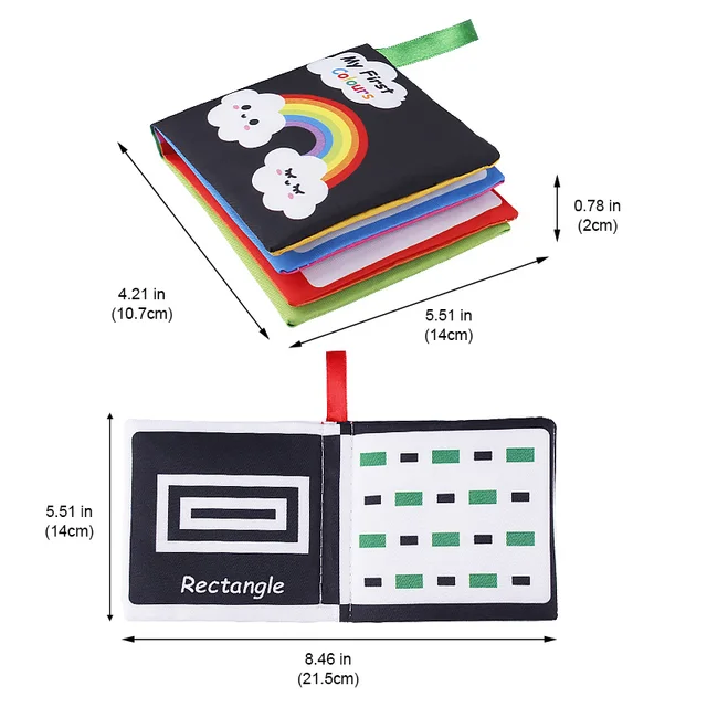 Baby Soft Cloth Books High Contrast Black and White Touch and Feel Crinkle Cloth Books Educational Toys for Infants Toddlers 6