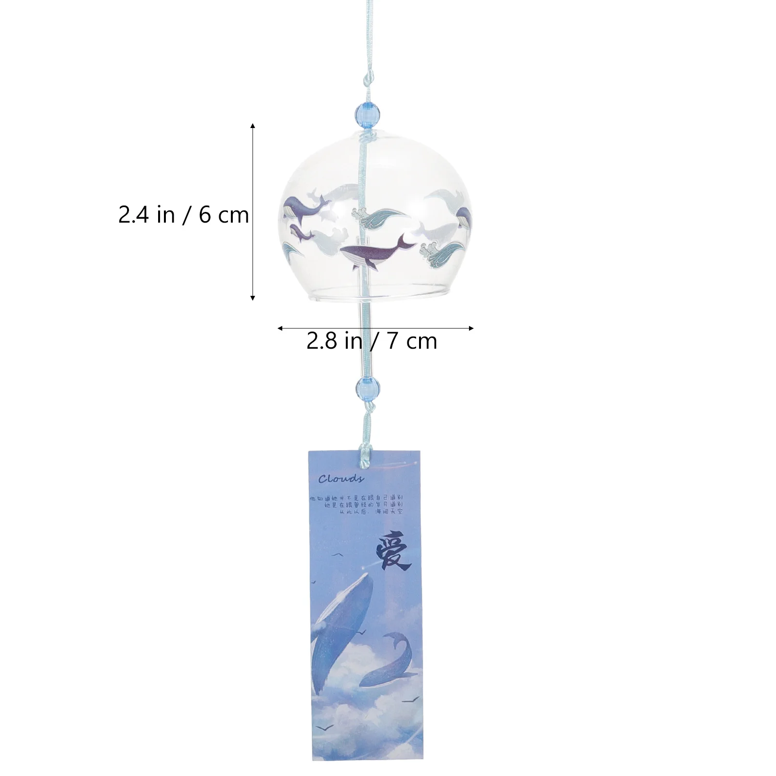 Portable Fan Glass Wind Chimes Coasters Decorative Pagoda Blue Japanese Hanging 5