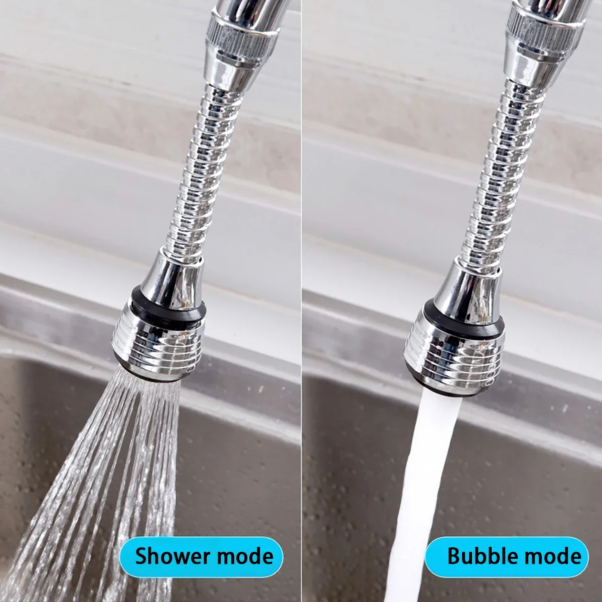 Kitchen Stainless Steel Faucet Sprinkler Water-saving Device Lengthening Rotating Splash Proof Sprinkler Spray Extender Bubbler