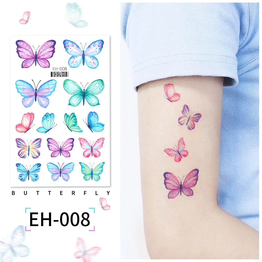 Bunte Gesichts aufkleber süße frische Schmetterling temporäre Tattoo-Aufkleber  wasserdichte 3D-Tattoo-Aufkleber Frauen Körper kunst Dekoration - AliExpress, image size:1000x1000